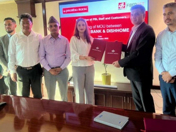 प्रभु बैंक र डिश मिडियाबीच सेवा विस्तार एवं छुट सम्झौतामा हस्ताक्षर